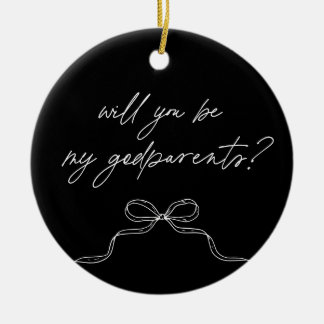 Décoration En Céramique Godparents Black Handwritten Bow Proposal