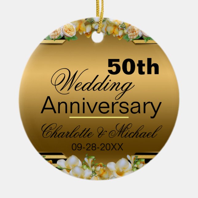 Décoration En Céramique Gold 50th Wedding Anniversary (Devant)