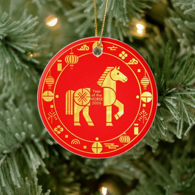 Décoration En Céramique Gold Chinese nouvelle année 2026 (Arbre)