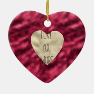 Décoration En Céramique Gold Heart Glam Red Love You More