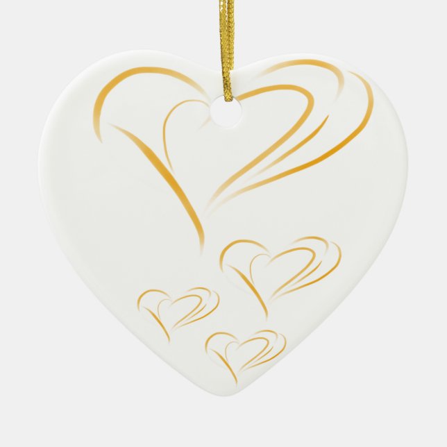 Décoration En Céramique Gold Love Hearts (Devant)