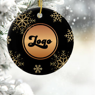 Décoration En Céramique Gold Snowflake Custom Logo Entreprise Entreprise