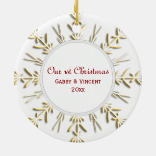 Décoration En Céramique Gold Snowflon Première photo de Noël