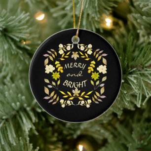 Décoration En Céramique GOLDEN MERRY ET BRIGHT personnalisé