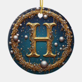 Décoration En Céramique Golden Monogram Initial Letter H