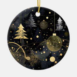 Décoration En Céramique Golden Noir Christmas