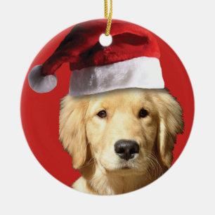 Décoration En Céramique Golden Retriever de Noël