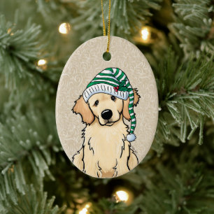 Décoration En Céramique Golden Retriever de Noël