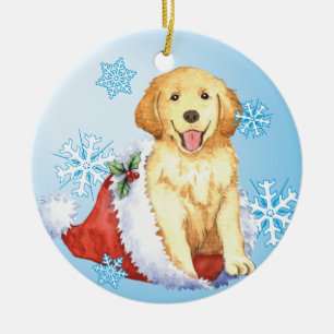 Décoration En Céramique Golden retriever heureux de Howliday