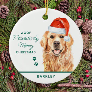 Décoration En Céramique Golden Retriever Personnalisé Chien Joyeux Noël