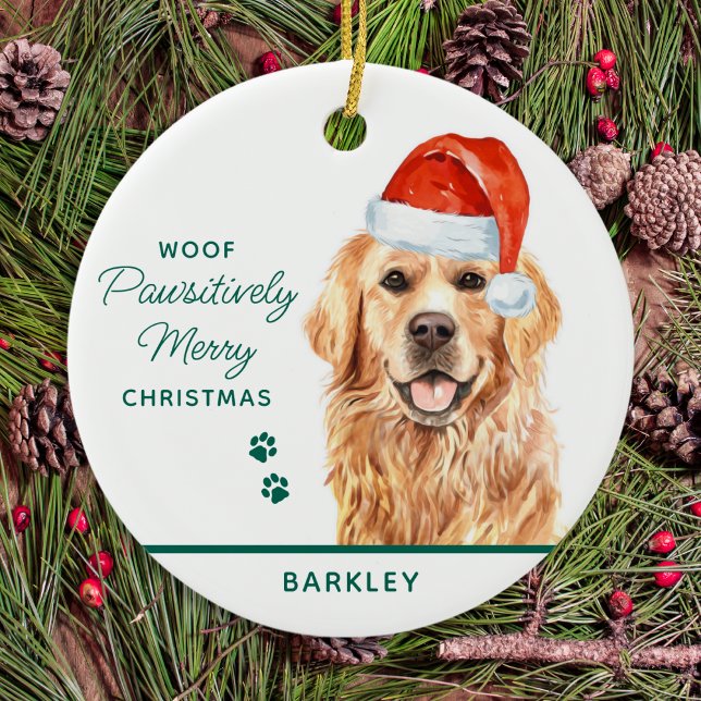 Décoration En Céramique Golden Retriever Personnalisé Chien Joyeux Noël (Créateur téléchargé)