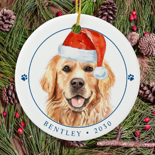 Décoration En Céramique Golden Retriever Personnalisé mignon chien Noël