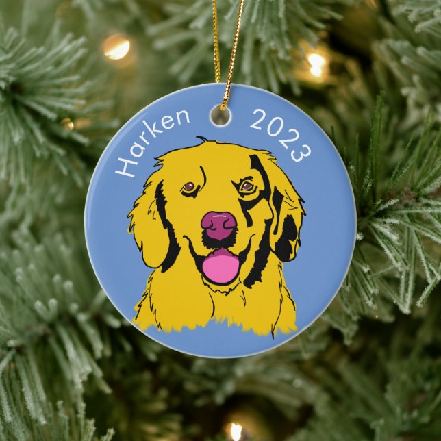 Décoration En Céramique Golden Retriever Pop Art (Arbre)