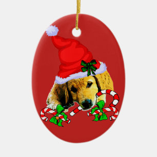 Décoration En Céramique Golden Retriever Puppy Christmas