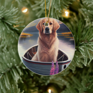 Décoration En Céramique Golden Retriever sur une pagaie : une aventure Pit
