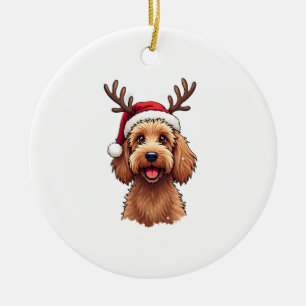 Décoration En Céramique Goldendoodle Chien Renne Noël Doodle de Noël