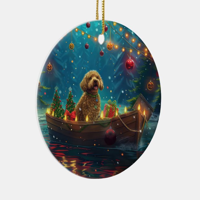 Décoration En Céramique Goldendoodle Noël Festive Voyage (Droite)