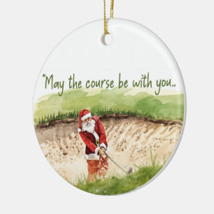 Décoration En Céramique Golf Noël avec Père Noël Golf sur le terrain de go