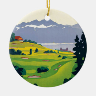 Décoration En Céramique Golf vintage Lausanne City Lac Suisse