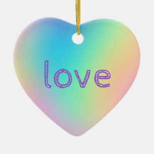 Décoration En Céramique Gradient arc-en-ciel doux et prismatique "AMOUR"
