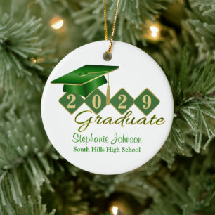 Décoration En Céramique Graduation Green et Gold Classic