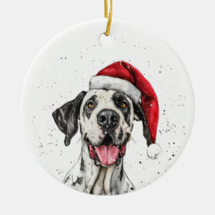 Décoration En Céramique Grand Danois Noël Personnalisé