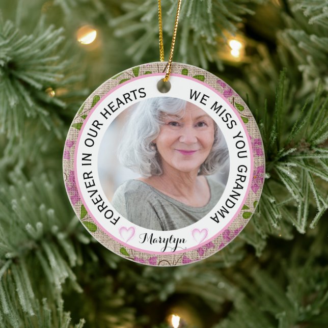 Décoration En Céramique Grand-mère pour toujours dans nos coeurs Floral (Arbre)