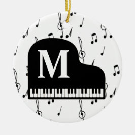 Décoration En Céramique Grand Piano Music Note Monogramme Pianiste