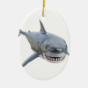 Décoration En Céramique grand requin blanc nageant à l'avant