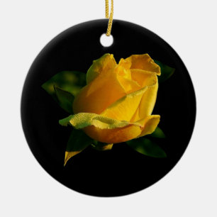 Décoration En Céramique Grand rose jaune