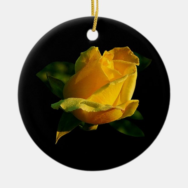 Décoration En Céramique Grand rose jaune (Devant)