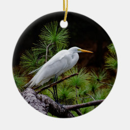 Décoration En Céramique "Grande aigrette en vol"