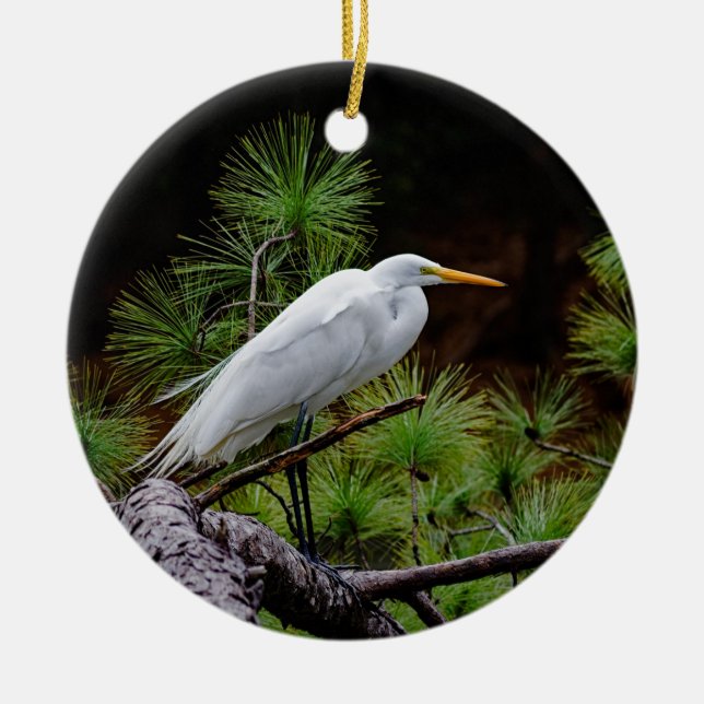 Décoration En Céramique "Grande aigrette en vol" (Devant)