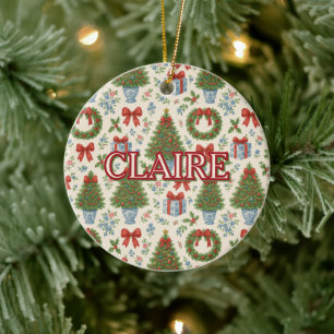 Décoration En Céramique Grandmillennial Holiday Classic Elegant Bow