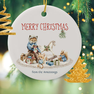 Décoration En Céramique Granny Children Animaux Aquarelle Noël