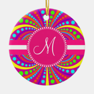 Décoration En Céramique Gras Monogram Funky Motif Hot Rose Design