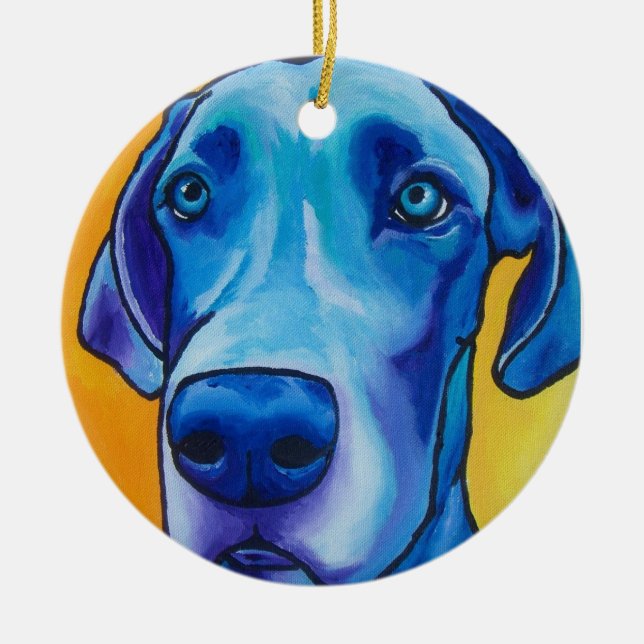 Décoration En Céramique Great dane bleu Oranment (Devant)