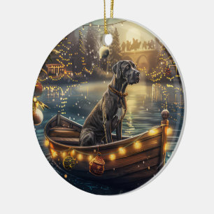 Décoration En Céramique Great Dane Christmas Festive Voyage
