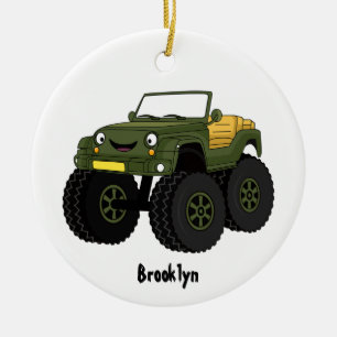 Décoration En Céramique Green monster truck cartoon illustration