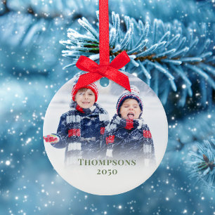 Décoration En Céramique Green Snowflon photo de Noël personnalisée