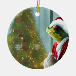 Décoration En Céramique Grenouille de Noël