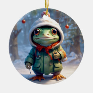 Décoration En Céramique Grenouille de Noël