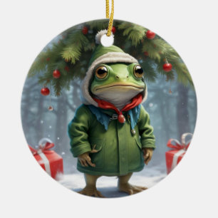 Décoration En Céramique Grenouille de Noël