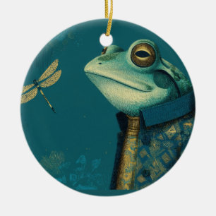 Décoration En Céramique Grenouille et Libellule Élégantes - Animal Vintage