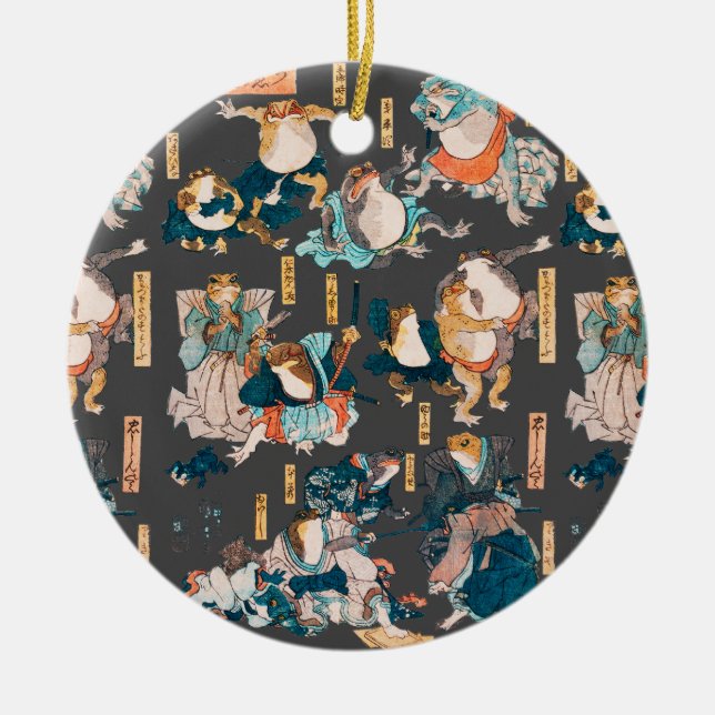 Décoration En Céramique Grenouille japonaise ukiyo-e Froggies (Devant)