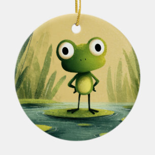 Décoration En Céramique Grenouille Mignonne sur une Feuille de Nénuphar –