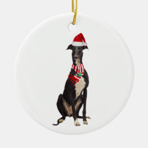 Décoration En Céramique Greyhound avec Scafe Casquette Noël