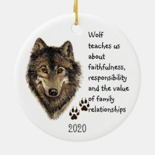 Décoration En Céramique Guide animal Totem Wolf personnalisé Aquarelle Nat