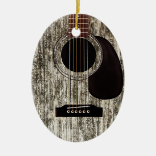 Décoration En Céramique Guitare acoustique en bois ancien