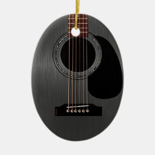 Décoration En Céramique Guitare acoustique noire cendrée